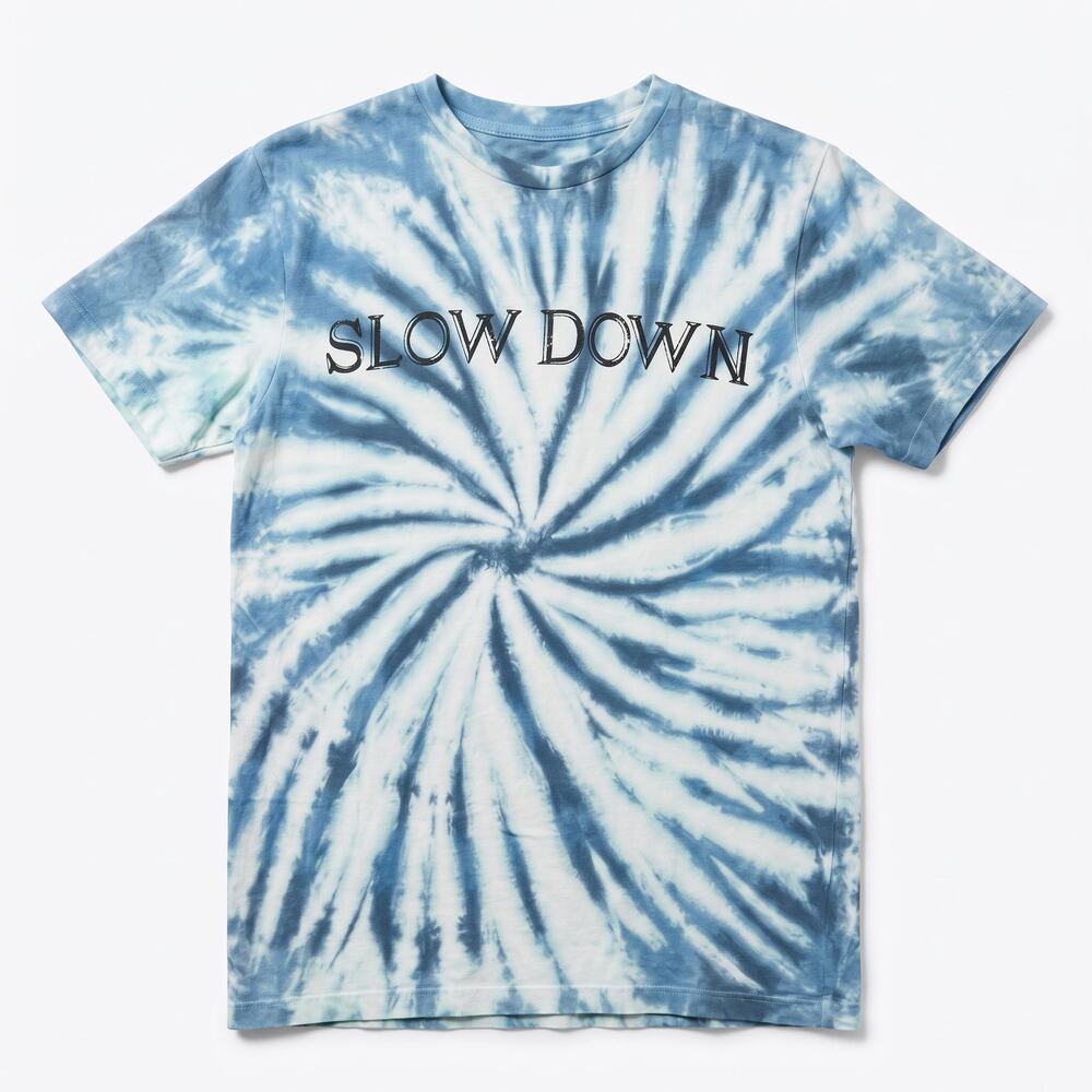 Isabel Marant Tie Dye Slow Down Men's Small Graphic Crew Neck T-Shirt Luxury